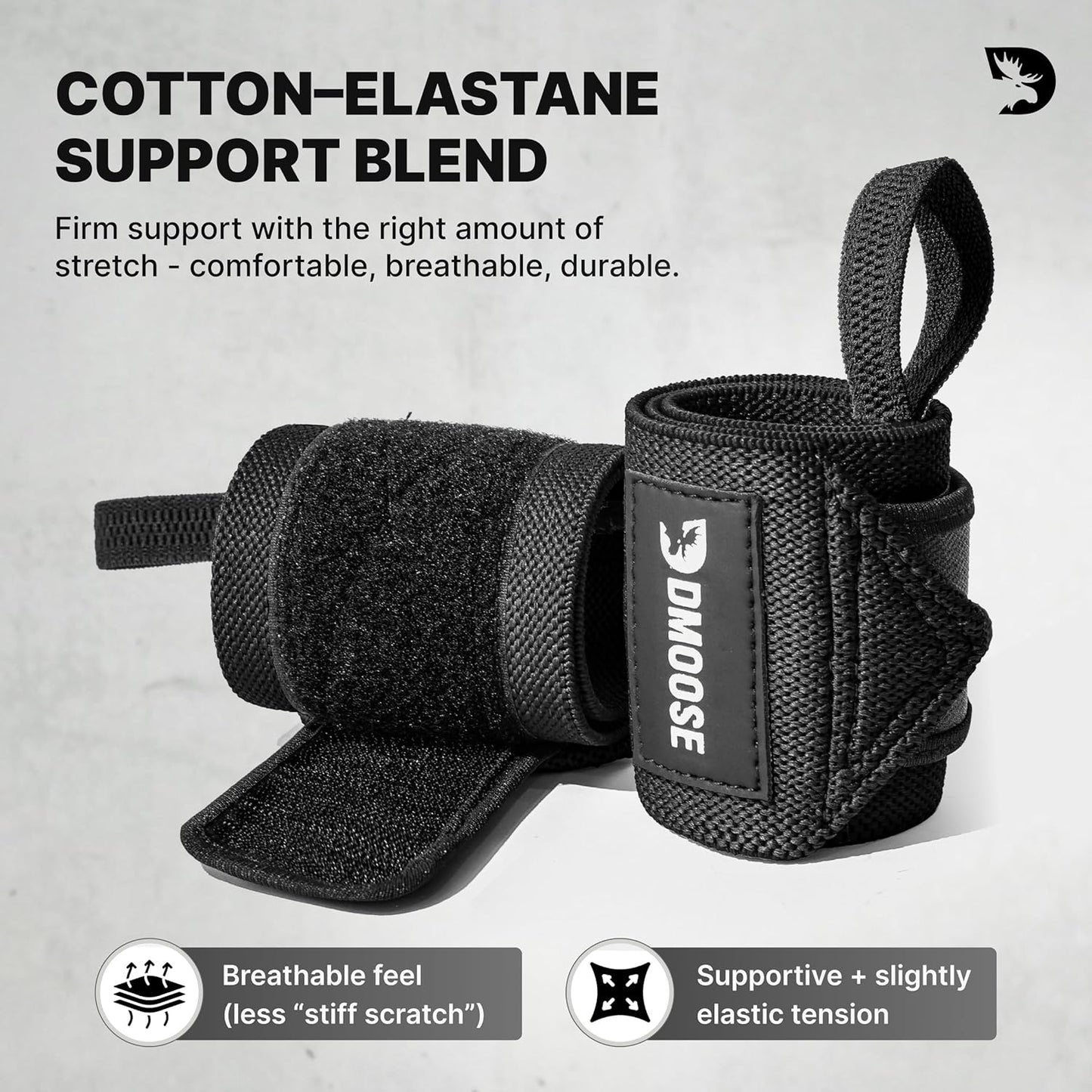 Wrist Wraps for Weightlifting 18" - Heavy Duty Gym Wrap with Hand Thumb Loop for Support & Pain Relief, USPA Approved Powerlifting, Weight Lifting Wrist Straps for Men & Women Work Out
